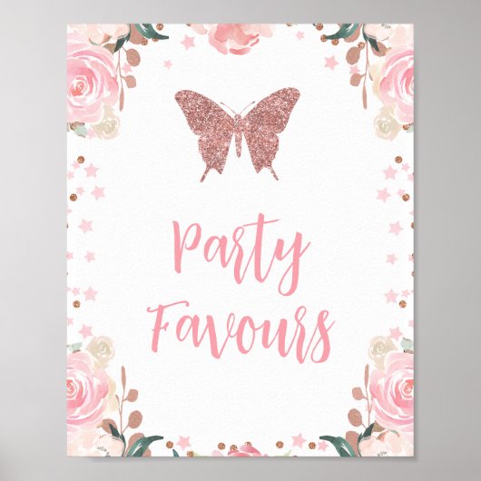 Pink Glitter Butterfly Party geeft de voorkeur aan Poster (Voorkant)