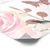 Pink Glitter Butterfly Verjaardag Milestone Poster (Hoek)