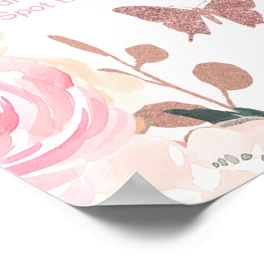 Pink Glitter Butterfly Verjaardag Milestone Poster (Hoek)