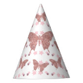 Pink Glitter Butterfly Verjaardagsfeest Pet Feesthoedjes (Voorkant)