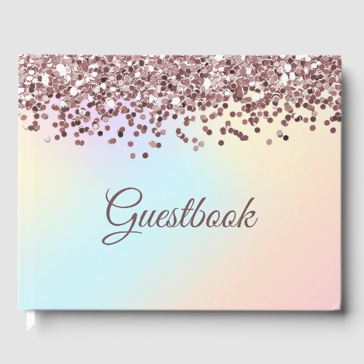 Pink Glitter Cascade and Pastel Colors Gastenboek (Voorkant)