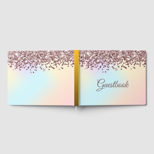 Pink Glitter Cascade and Pastel Colors Gastenboek (Volledig)