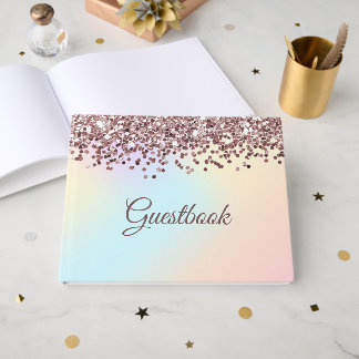 Pink Glitter Cascade and Pastel Colors Gastenboek