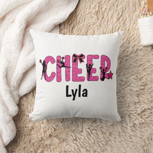 Pink Glitter Cheerleader Cheer Personalized Kussen (Deken)