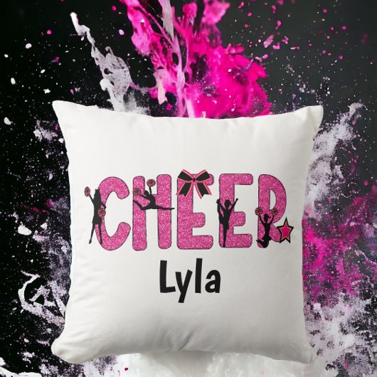 Pink Glitter Cheerleader Cheer Personalized Kussen