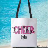 Pink Glitter Cheerleader Cheer Personalized Tote Bag
