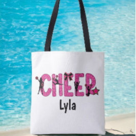 Pink Glitter Cheerleader Cheer Personalized Tote Bag