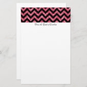 Pink Glitter Chevron Stationery Briefpapier (Voorkant / Achterkant)