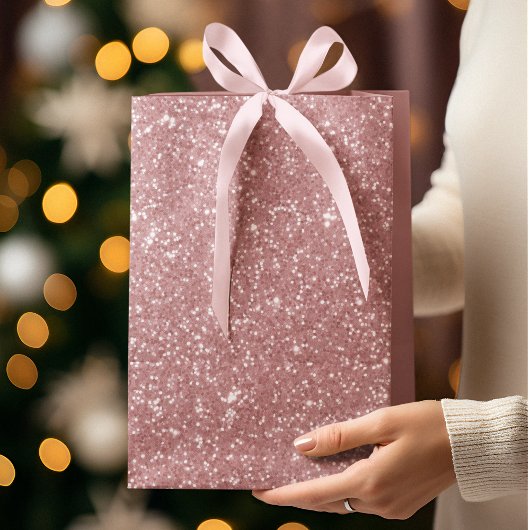 Pink Glitter Christmas Gift Bag Medium Cadeauzakje
