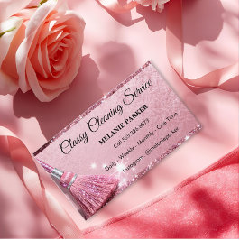 pink Glitter Classy Cleaning Services Visitekaartje
