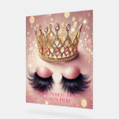 Pink Glitter Crown Eyelash Salon Acryl Bord (Hoek)