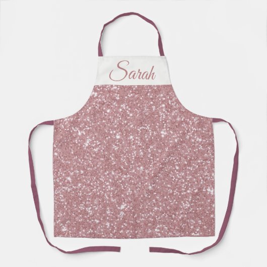 Pink Glitter Custom Name Kitchen Apron Schort (Voorkant)