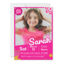 Pink Glitter Doll Inspired Birthday Invitation