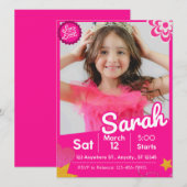 Pink Glitter Doll Inspired Birthday Invitation (Voorkant / Achterkant)