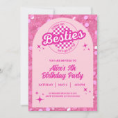 Pink Glitter Doll Themed Birthday Invitation Kaart (Voorkant)