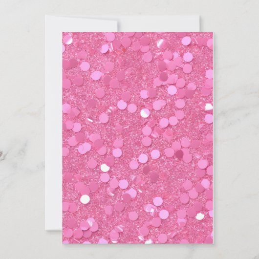 Pink Glitter Doll Themed Birthday Invitation Kaart (Achterkant)