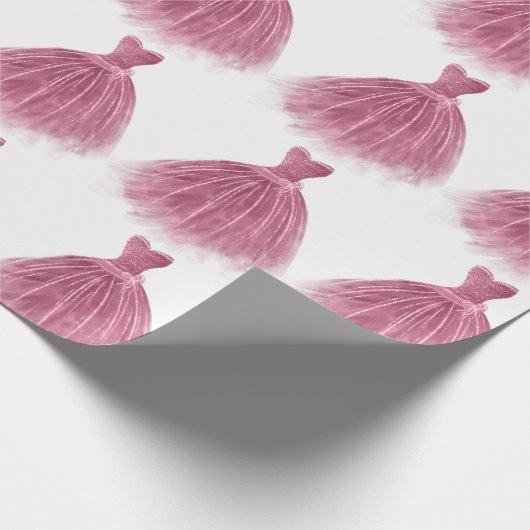 Pink Glitter Dress Elegant Party Patroon Cadeaupapier (Hoek)