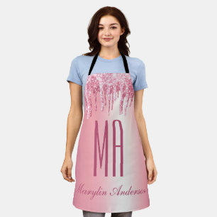 PINK GLITTER DRIP CUSTOM-NAAM MONOGRAM SCHORT