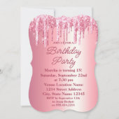 PINK GLITTER DRIP ELEGANT BIRTHDAY INVITATION KAART (Voorkant)