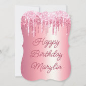 PINK GLITTER DRIP ELEGANT BIRTHDAY INVITATION KAART (Achterkant)