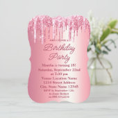 PINK GLITTER DRIP ELEGANT BIRTHDAY INVITATION KAART (Staand voorkant)