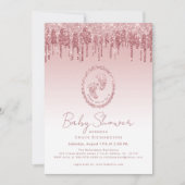 Pink Glitter Drips Baby shower Uitnodiging (Voorkant)