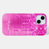 Pink Glitter Drips Hot Pink Folie Glam Girly Case-Mate iPhone Case (Achterkant (horizontaal))
