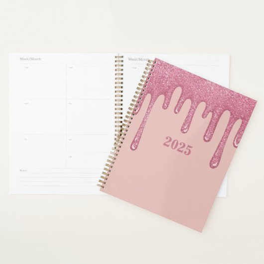 Pink Glitter Drips Spiral Planner 2025 (Display)