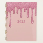 Pink Glitter Drips Spiral Planner 2025 (Voorkant)