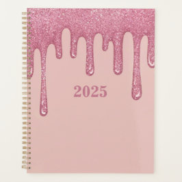Pink Glitter Drips Spiral Planner 2025