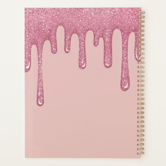 Pink Glitter Drips Spiral Planner 2025 (Achterkant)