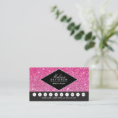 Pink Glitter en Glamour Salon Loyalty Kaart (Staand voorkant)