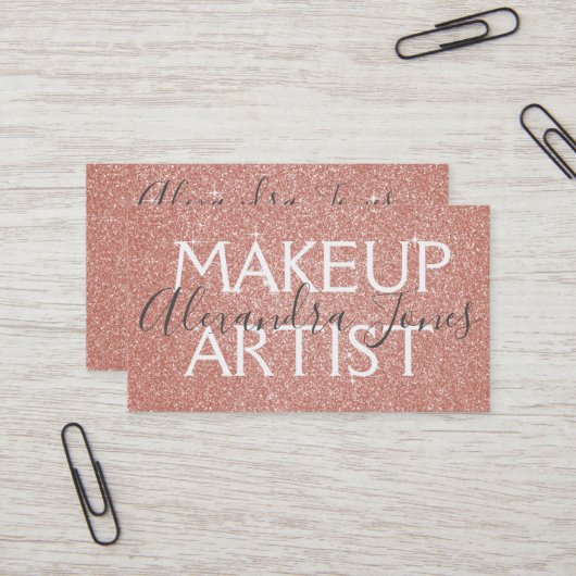 Pink Glitter en Sparkle Make-up Artist Visitekaartje (Voorkant / Achterkant in situ)