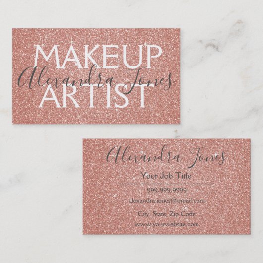 Pink Glitter en Sparkle Make-up Artist Visitekaartje (Voorkant / Achterkant)