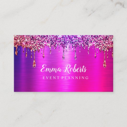 PINK Glitter Event Visitekaartje (Voorkant)