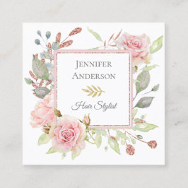 Pink Glitter Floral Afspraak Visitekaartje