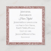 Pink Glitter Floral Afspraak Visitekaartje (Achterkant)