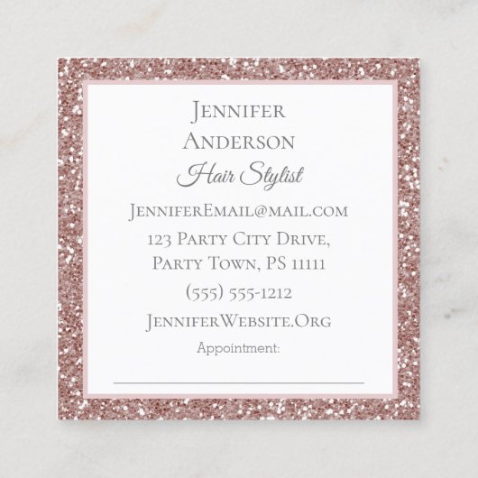 Pink Glitter Floral Afspraak Visitekaartje (Achterkant)