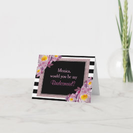 Pink Glitter Floral ben jij mijn bruidsmeisje?