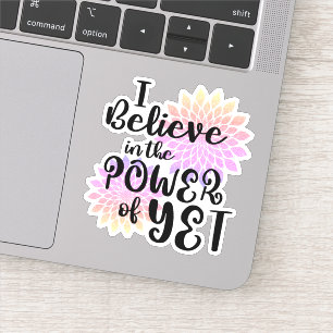 Pink Glitter Floral Power of yet typografie Sticker
