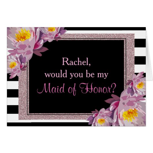 Pink Glitter Floral zal je mijn dienstmeisje zijn. (Voorkant Horizontaal)