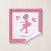 Pink Glitter Girl Ballerina Patroonzaal Bad Handdoek (Wasdoekje)