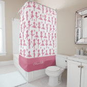 Pink Glitter Girl Ballerina Pattern Bathroom Douchegordijn (In situ)