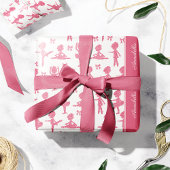 Pink Glitter Girl Ballerina Pattern Birthday Party Cadeaupapier