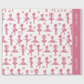 Pink Glitter Girl Ballerina Pattern Birthday Party Cadeaupapier (Vlak)