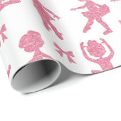 Pink Glitter Girl Ballerina Pattern Birthday Party Cadeaupapier (Rol Hoek)