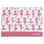 Pink Glitter Girl Ballerina Pattern Birthday Party Groot Cadeauzakje (Voorkant)