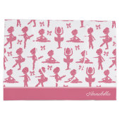 Pink Glitter Girl Ballerina Pattern Birthday Party Groot Cadeauzakje (Achterkant)