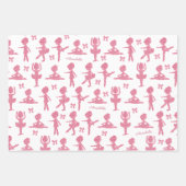 Pink Glitter Girl Ballerina Pattern Birthday Party Inpakpapier Vel (Voorkant 3)