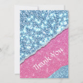 PINK GLITTER GIRL BIRTHDAY INVITATION KAART (Achterkant)